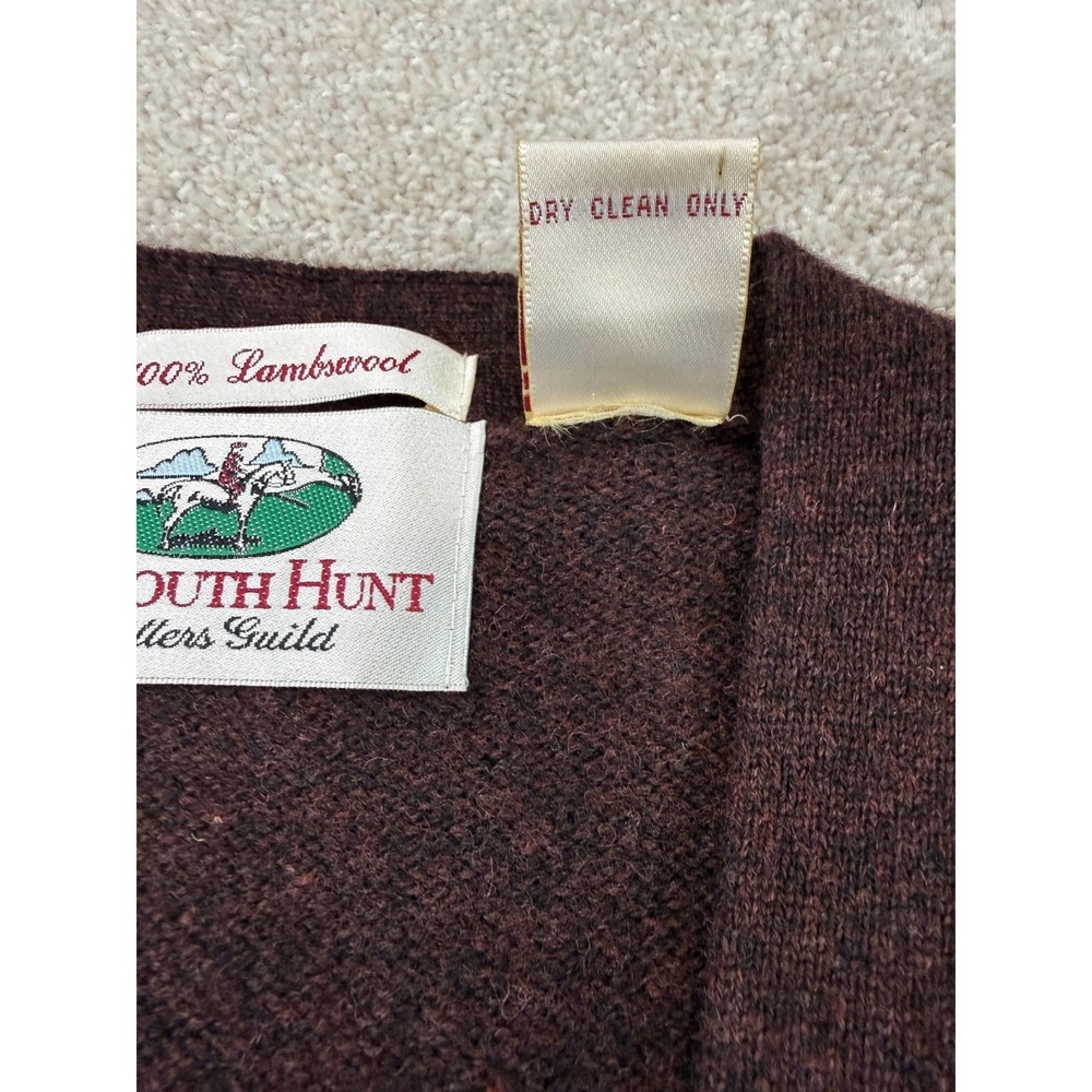 VTG Weymouth Hunt Cardigan Vest Knitters Guild 100% Lambswool Granpacore MEDIUM - Picture 3 of 5